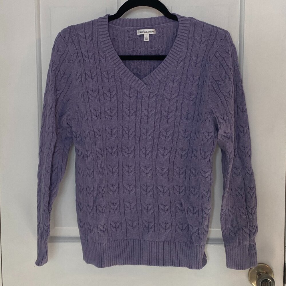 Croft & Barrow Purple Cable Knit Sweater